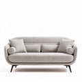 Twee- zitsbank van staal en stof in lichtgrijs met kussens 200 x 85 x 85cm