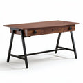 Houten bureau met lades en metalen onderstel 120 x 60 x 75cm