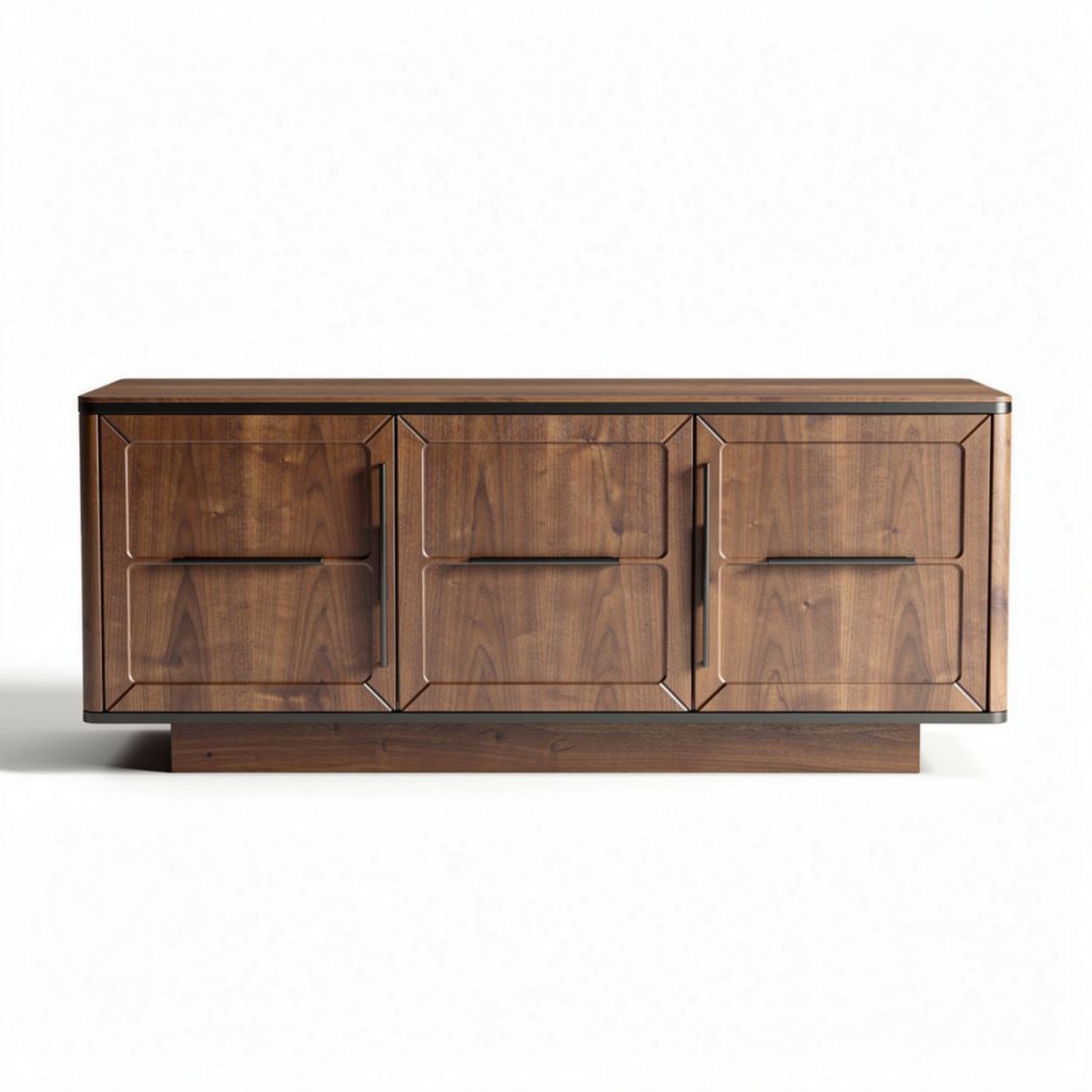 Lage kast van walnoot hout met drie deuren 150 x 50 x 70cm