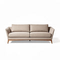 Beige stoffen bank met houten poten afmetingen 200 x 90 x 80cm