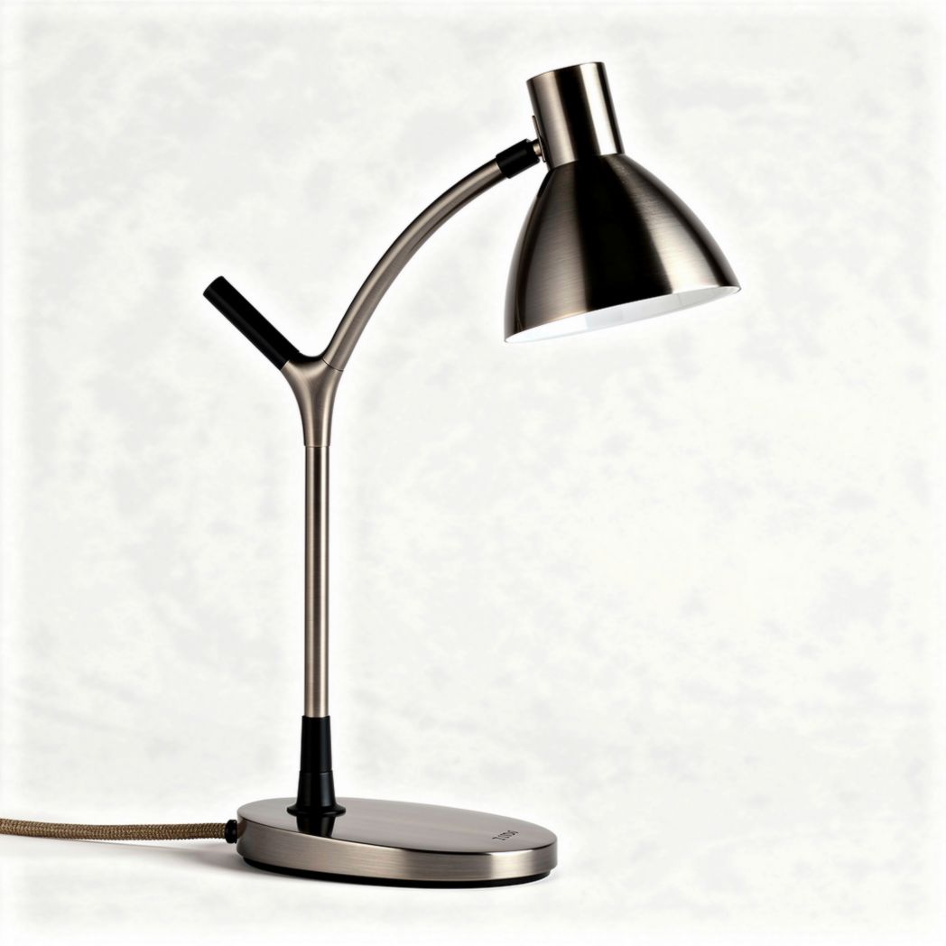 Bureau lamp van metaal verstelbare arm en kap zilverkleurig 40 x 20 x 50cm
