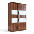 Kast 150 x 60 x 200cm van melamine in houtlook met glazen panelen