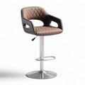 Barkruk met verstelbare hoogte en quilted bruine zitting 45 x 45 x 100cm
