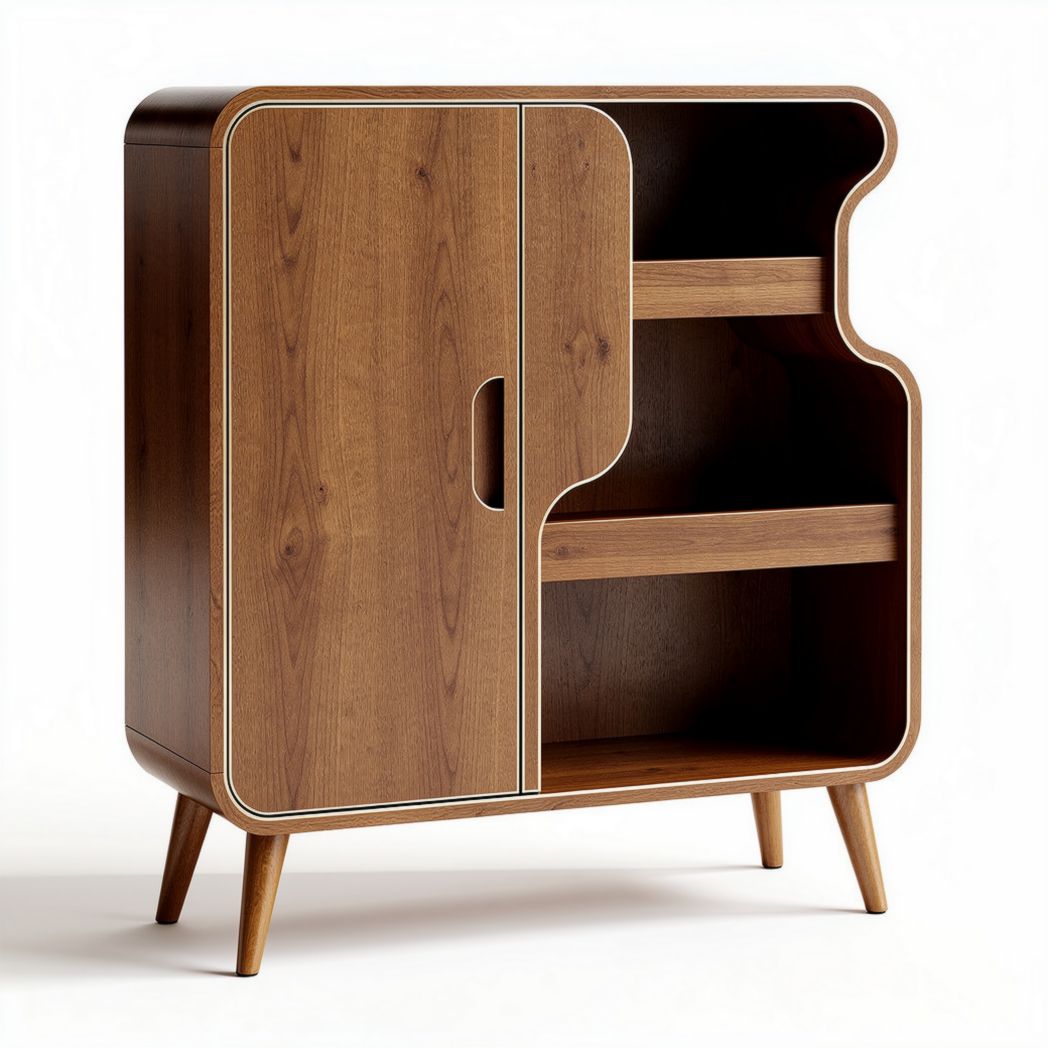 Houten kast met drie planken en een deur 80 x 40 x 110cm bruin