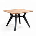 houten tafel met zwart metalen onderstel 80 x 80 x 75cm