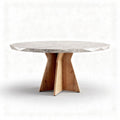 Ronde tafel van marmer en hout 120 x 120 x 75cm voor woonkamer gebruik