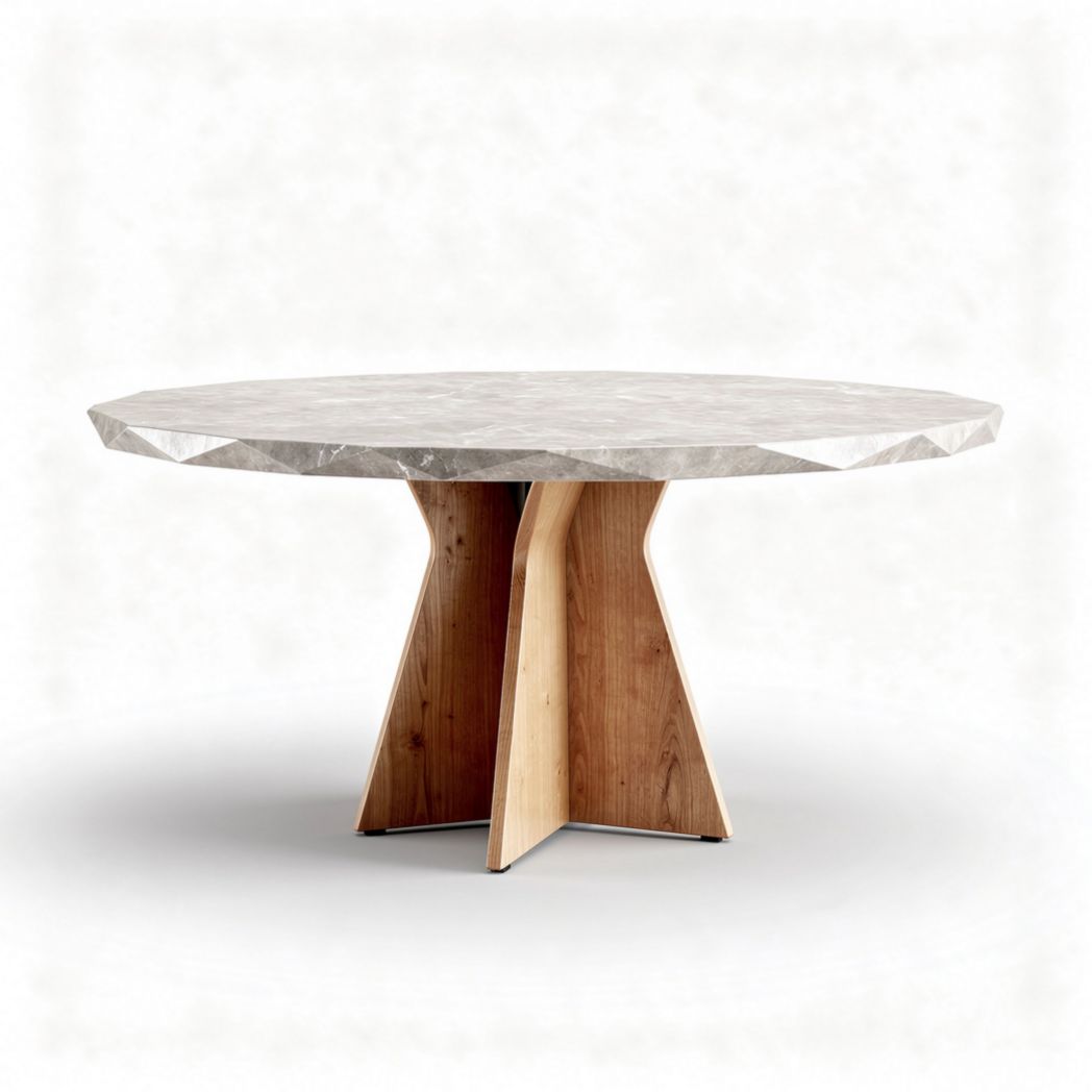 Ronde tafel van marmer en hout 120 x 120 x 75cm voor woonkamer gebruik